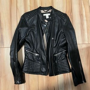 H&M Black Faux Leather Biker Style Jacket